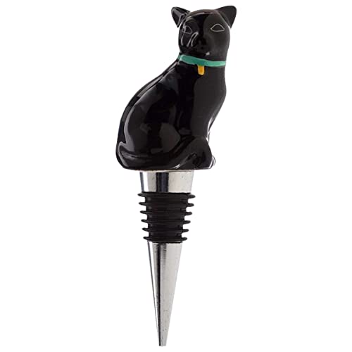 Deko Flaschenverschluss ''Black Cat'' - Schwarze Katze aus Keramik - Metallverschluss mit Gummidichtung von mtb more energy