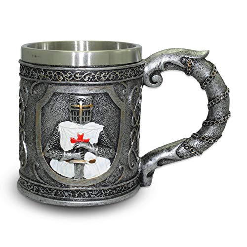 Deko Krug ''Knight Templar'' - Verzierter Kreuzritter-Becher (0,35l) mit Ornamenten - Höhe 11 cm - Fantasy Mittelalter von mtb more energy