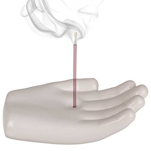 Deko Räucherstäbchenhalter ''Peace'' - weiß - Open Hand Aschefänger aus Keramik - Länge 12 cm - Incense Stick Halter von mtb more energy