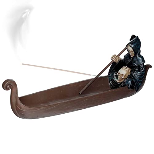 Deko Räucherstäbchenhalter Smoke of Hades - Figur Tod in Boot mit Sense - Länge ca 32 cm - Dekoration Fantasy Horror von mtb more energy