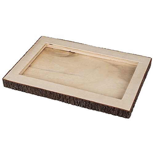 mtb more energy Deko Tablett ''Rustico'' - unbehandeltes Holztablett mit Deko-Baumrinde - 30x20 cm - Dekoration Bar Serviertablett Rustikal von mtb more energy