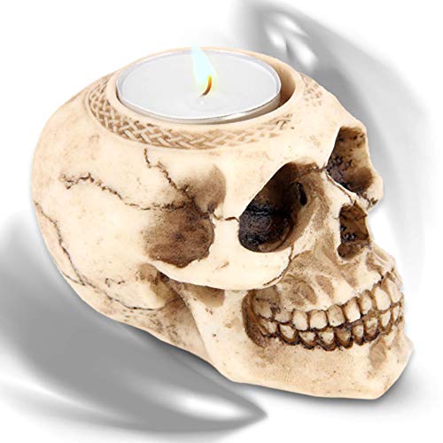 mtb more energy Deko Teelichthalter ''Hot Thoughts'' - Totenkopf Kerzenhalter - Höhe 6.5 cm - Totenschädel Figur Gothic Dekoration von mtb more energy