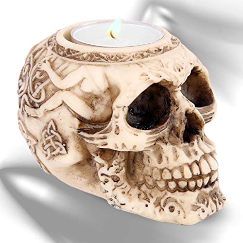Deko Teelichthalter ''Tattoo Lover'' - Totenkopf Kerzenhalter - Höhe 6.5 cm - Totenschädel Figur Gothic Dekoration von mtb more energy