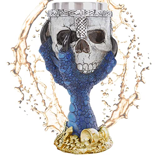 Kelch ''Claw of the Azur Dragon'' - Totenkopf in blauer Drachenklaue - Deko Fantasy von mtb more energy
