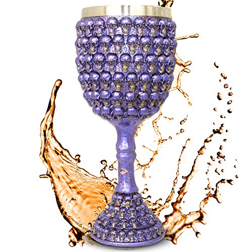 Kelch ''Faces of Death'' - Becher (160ml) aus Schädeln mit Knochenstiel - Blau - Höhe 18.5 cm - Deko Horror Fantasy von mtb more energy