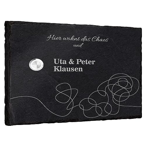 Klingelschild aus Schiefer mit Gravur "Tangled Lines" - personalisierbar - 20x15cm - mit Klingeltaster - optional mit LED in verschiedenen Farben - Türklingel Haustür Namensschild Klingelschild aus Schiefer mit Gravur "Tangled Lines" - personalisierbar - 20x15cm - mit Klingeltaster - optional mit LED in verschiedenen Farben - Türklingel Haustür Namensschild von mtb more energy