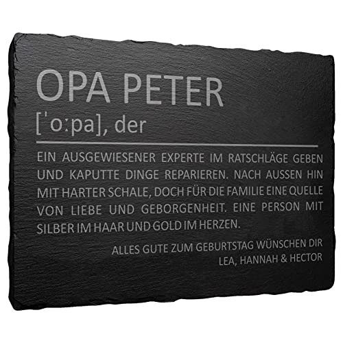 mtb more energy Personalisierbare Schiefertafel ''Lexikon Opa'' - individuell anpassbar - 20x15 cm - Laser Gravur auf Schieferplatte - tolles Geschenk für den Opa Opi Großvater von mtb more energy