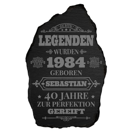 Schiefertafel Geburtstag Western Style "echte Legenden" - wilde Form (15 x 24 cm) von mtb more energy