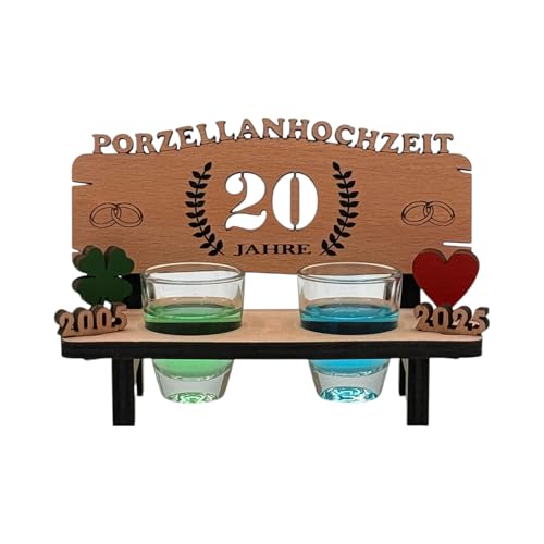 Schnapsbank mit Gravur 'Porzellanhochzeit'aus Holz - tolle Geschenkidee zum 20. Hochzeitstag oder für Geldgeschenk zum 20. Hochzeitsjubiläum - inkl. 2 Schnapsgläser Schnapsbank mit Gravur 'Porzellanhochzeit'aus Holz - tolle Geschenkidee zum 20. Hochzeitstag oder für Geldgeschenk zum 20. Hochzeitsjubiläum - inkl. 2 Schnapsgläser von mtb more energy