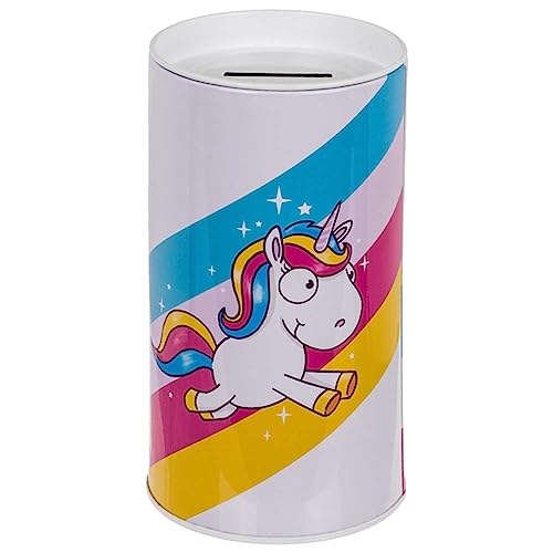 mtb more energy Spardose ''Happy Unicorn'' - Cirella - Einhorn Sparbüchse aus Metall - Höhe 16 cm - Sparschwein Geschenk Mädchen von mtb more energy
