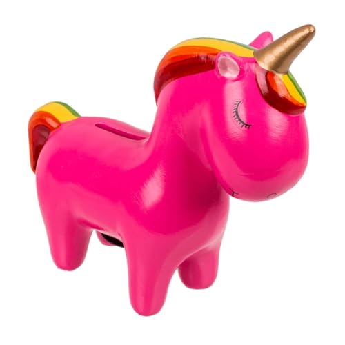 Spardose ''Pink Unicorn'' - rosa - Einhorn Sparbüchse aus Keramik mit Schlüssel - Höhe 19 cm - Figur Deko Regenbogen Geschenk Sparschwein von mtb more energy