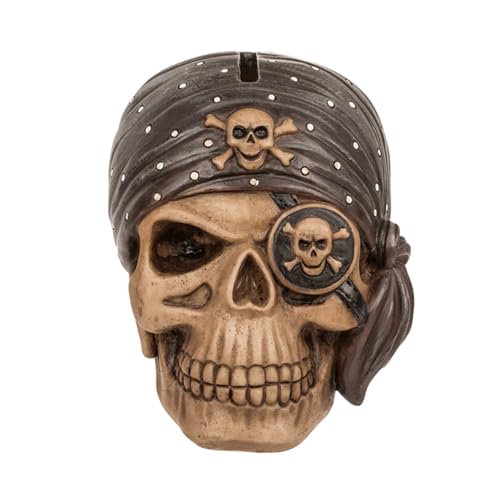 Spardose ''Pirate Skull'' - Pirat Totenkopf Sparbüchse - Höhe 16 cm - Figur Deko Karibik Totenschädel Sparschwein von mtb more energy