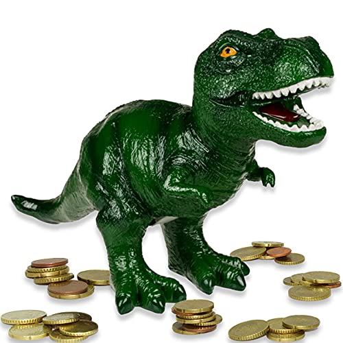 Spardose ''T-Rex Treasure XL'' - große Dino Dinosaurier Tyranosaurus Sparbüchse - HxLxB 22x32x13cm - Figur Deko Geschenk Sparschwein von mtb more energy