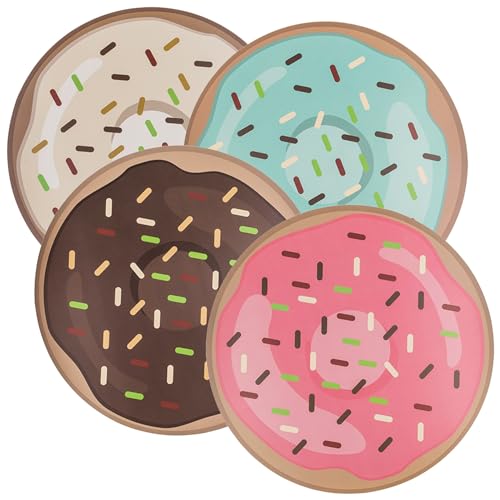 Tischset ''Yummy'' - 4er Set Bunte runde Donuts Platzset - Durchmesser 38 cm - wasserfest - Schutzmatte Malunterlage Bastelunterlage Kinder Smily von mtb more energy