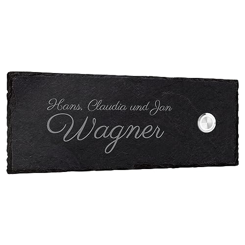 Türschild Klingelschild aus Schiefer mit Gravur - 20x15cm - frei gestaltbar - mit und ohne Klingel auswählbar - personalisierbares Namensschild Türklingel Haustür von mtb more energy