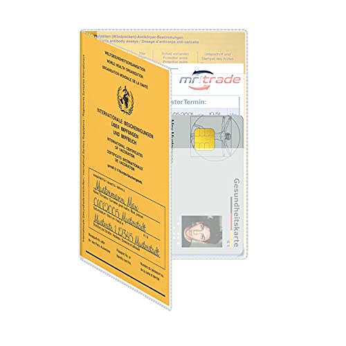 mtb more energy® 4x Hülle für Impfausweis Impfpass (Größe 13x9.3 cm, Ausstelldatum ab ca 2005) - aufklappbar - mit Zusatzfächern - Impfpasshülle Klarsichthülle Schutzhülle von mtb more energy