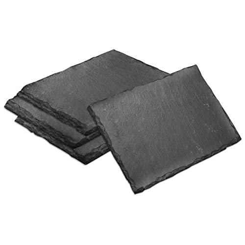 mtb more energy 4er Set Schiefer Schilder Täfelchen - 10x7 cm - Rechteckig - zum selbst Beschriften für Garten, Haushalt, Basteln, Geschenke von mtb more energy