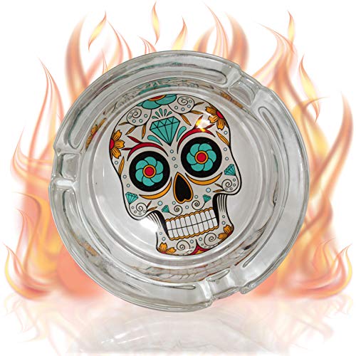 Deko Aschenbecher ''Sugar Skull Diamond'' - Durchmesser 8 cm - Tag der Toten Design - Totenschädel Ascher Dekoration von mtb more energy