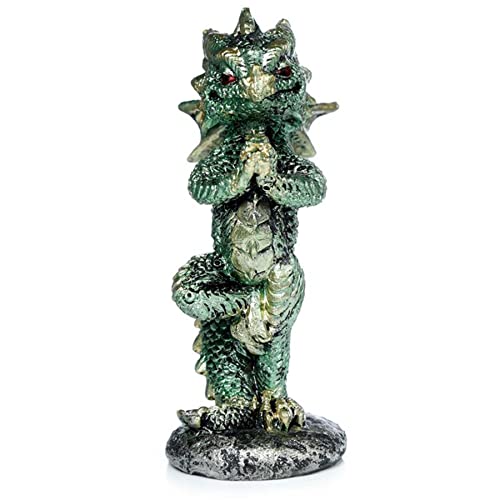 mtb more energy Deko Drachen Figur ''Zen'' - Höhe 10 cm - grüner Drache in Yoga Pose - Dekoration Fantasy Geschenk von mtb more energy