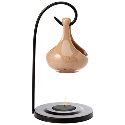 mtb more energy Deko Duftlampe ''Teardrop'' aus Metall mit hängender Keramikschale - Hellbraun - Höhe 19 cm - Dekoration Duftlicht Aromalampe Teelichthalter von mtb more energy