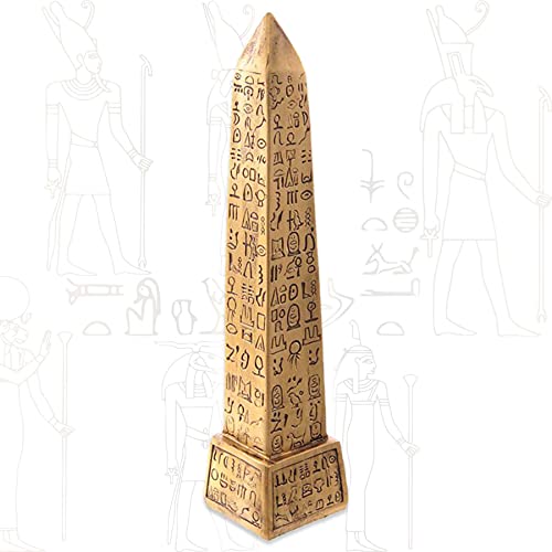 mtb more energy Deko Figur ''Ancient Obelisk'' - goldene Säule mit ägyptischen Hieroglyphen - Höhe 22 cm - Dekoration Ägypten Statue Aufsteller von mtb more energy