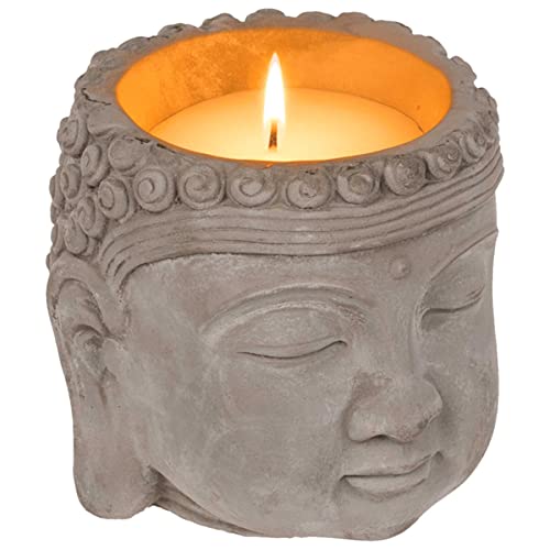 Deko Kerze ''Warm Thoughts'' - Thai Buddha aus Zement - Höhe 13 cm - Dekoration Windlicht Teelichthalter Kerzenhalter von mtb more energy