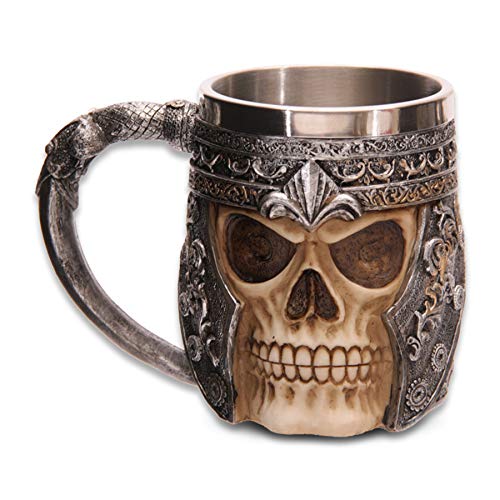 mtb more energy Deko Krug ''Undead Knight'' - Verzierter Skelett-Krieger-Becher (0,35l) - Höhe 11 cm - Fantasy Mittelalter von mtb more energy