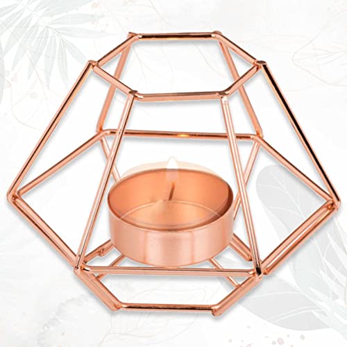 Deko Metall Teelichthalter - Rosegold - Höhe 10 cm - Dekoration Kerzenhalter Geometrisch Gitter Scandi Style von mtb more energy
