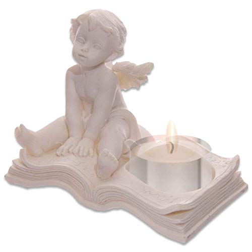 Deko Teelichthalter ''Dreaming Angel'' - Engel Kerzenhalter - Variante 3 - Höhe 8 cm - Fantasy Figur Dekoration von mtb more energy