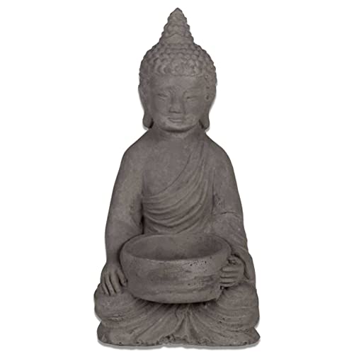 Deko Teelichthalter ''Inner Balance'' - Thai Buddha aus Zement Kerzenhalter - Höhe 16 cm - Dekoration Thailand Meditation von mtb more energy