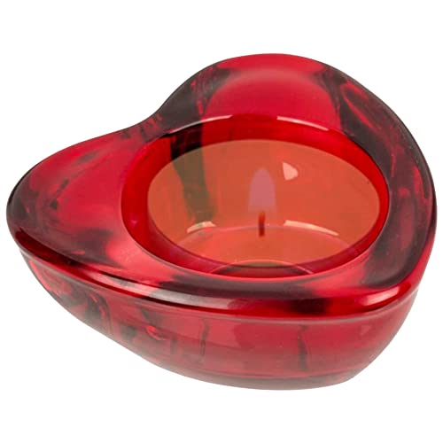 Deko Teelichthalter ''Love'' - Glas-Kerzenhalter in Herzform (rot) - 8 x 8 cm - Dekoration Hochzeit Liebe von mtb more energy