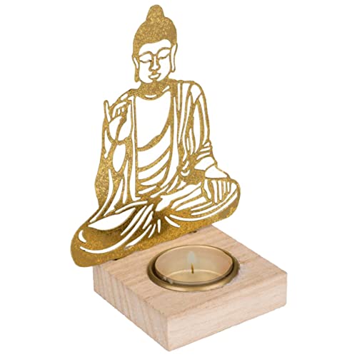 mtb more energy Deko Teelichthalter Way of Buddha - goldenes Metall mit Holzfuss - Dekoration Kerzenhalter Meditation mtb more energy Deko Teelichthalter Way of Buddha - goldenes Metall mit Holzfuss - Dekoration Kerzenhalter Meditation von mtb more energy