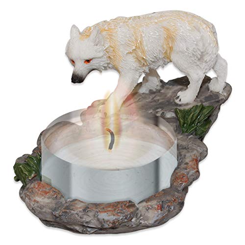 Deko Teelichthalter ''White Wolve'' -Wolf Kerzenhalter - Variante 4 - Höhe 8 cm - Fantasy Figur Dekoration von mtb more energy