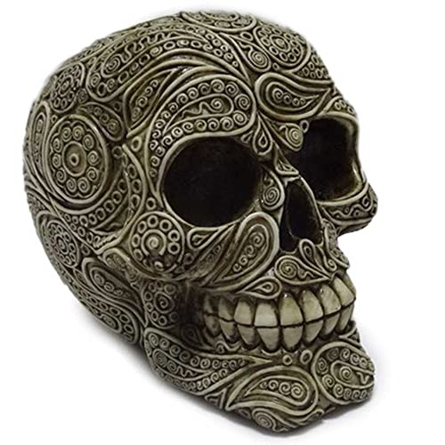 mtb more energy Deko Totenkopf ''Damast Ornaments'' - verzierter Totenschädel im Antik-Look - Höhe 12 cm - Schädel Figur Skull Dekoration von mtb more energy
