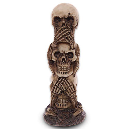 mtb more energy Deko Totenkopf Figur ''Nichts Hören - Nichts sehen - Nichts Sagen'' - Totem aus Schädeln - Höhe 19 cm - Dekoration Wohnen Tischdeko von mtb more energy