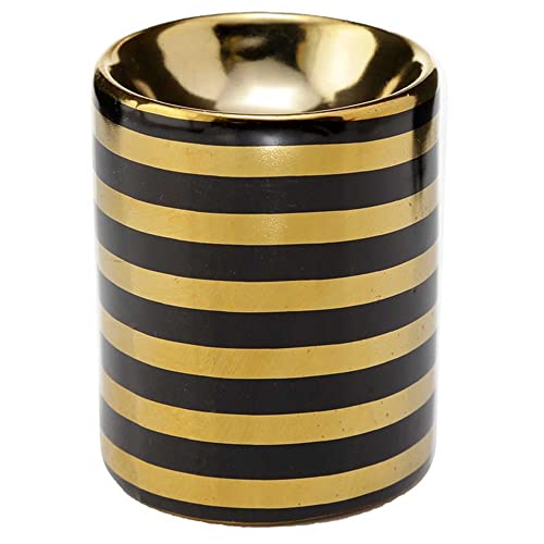 mtb more energy Duftlampe Mini ''Modern Stripes'' - Duftlicht Teelichthalter - schwarz/Gold - Höhe 9 cm - Deko Style Home Living von mtb more energy