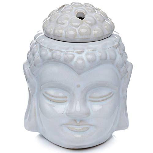 mtb more energy Duftlampe ''Wellness'' - Duftlicht Teelichthalter Thai Buddha - weiß - Höhe 13 cm - Deko Style Home Living von mtb more energy