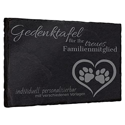 mtb more energy Gedenktafel Grabstein Hund & Katze aus Schiefer mit Gravur | wähle passende Motive und Schriftarten | Rechteckig 20x15 cm| Grabplatte Haustier von mtb more energy