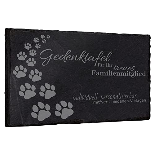 mtb more energy Gedenktafel Grabstein Hund & Katze aus Schiefer mit Gravur | wähle passende Motive und Schriftarten | Rechteckig 30x20 cm| Grabplatte Haustier von mtb more energy