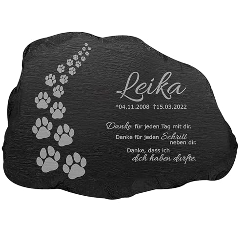 mtb more energy Gedenktafel Grabstein Schiefertafel ''Pfotenweg'' - personalisierbar - auswählbare Gedenk-Sprüche - 33x22 cm - Gravur Gedenkplatte Haustier Hund von mtb more energy