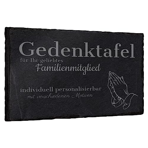 mtb more energy Gedenktafel Grabstein aus Schiefer mit Gravur - wähle passende Motive und Schriftarten - Rechteckig (30 x 20 cm) - Grabplatte Gedenkbild Kondolenzfeier von mtb more energy