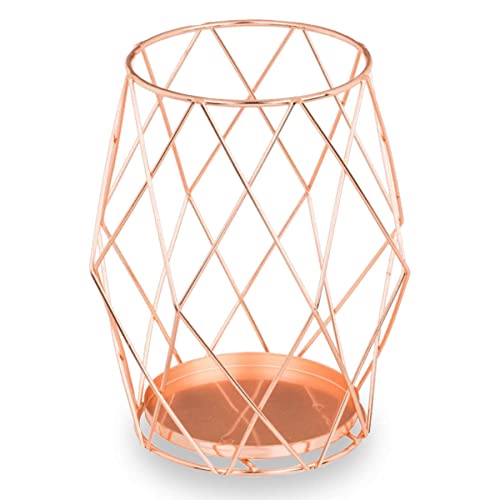 Geometrischer Metall Deko Kerzenständer Scandi Style (Rosegold) - Höhe 17 cm - Dekoration Kerzenhalter Teelichthalter Windlicht Vintage von mtb more energy