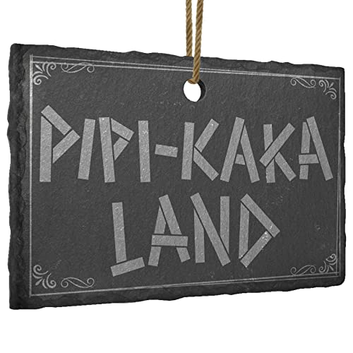mtb more energy Schiefer Tür Schild PIPI-Kaka Land'' - 7x10 cm - mit Loch - Kloschild Aufhänger Toilette Gäste WC von mtb more energy