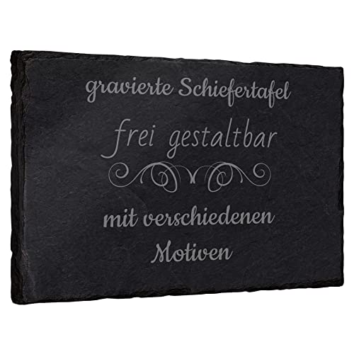 mtb more energy Schiefertafel Schieferplatte personalisierbar mit Gravur - frei gestaltbar für alle Anlässe - Rechteckig (20 x 15 cm) - auswählbare Befestigungsoptionen von mtb more energy
