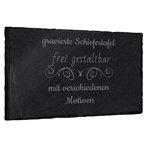 mtb more energy Schiefertafel Schieferplatte personalisierbar mit Gravur - frei gestaltbar für alle Anlässe - Rechteckig (30 x 20 cm) - auswählbare Befestigungsoptionen von mtb more energy