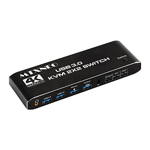 HDMI 2 Eingänge 2 Ausgänge und 4 USB 3.0 KVM Switch mit Fernbedienung 2 Computer teilen sich Tastatur Maus Drucker und einen Monitor Unterstützung 4K60Hz HDCP2.3 HD von mtxneo