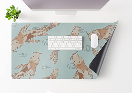 Mubusi Schreibtischunterlage Matte Koi 40x80 cm - Desk Mat Gaming - Mauspad Wasserdicht - Schreibtischschutz XL - Tischschutz für Tastatur und Maus von mubusi