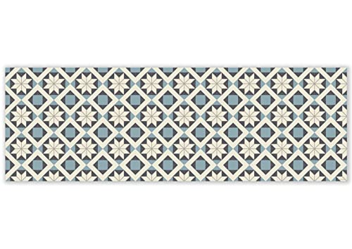 mubusi Vinyl Teppich Küche Lounge - Verschiedene Größen - (Süd Blau 100x300 cm) von mubusi