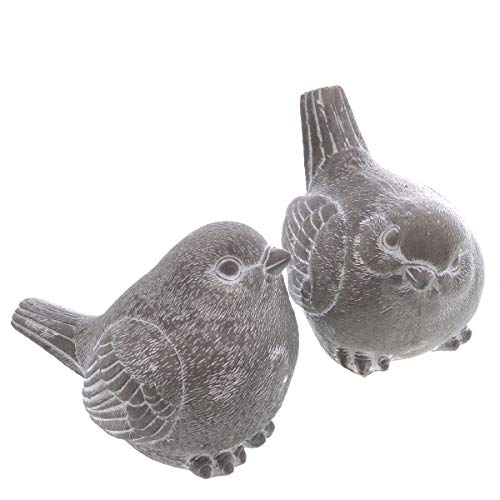 mucHome 2er-Set Dekofigur Vogel 2-Fach Sortiert Beton Grau/Weiß Gewischt H:7,5cm Tierfigur Skulptur Dekoaufsteller Tierskulptur von mucHome