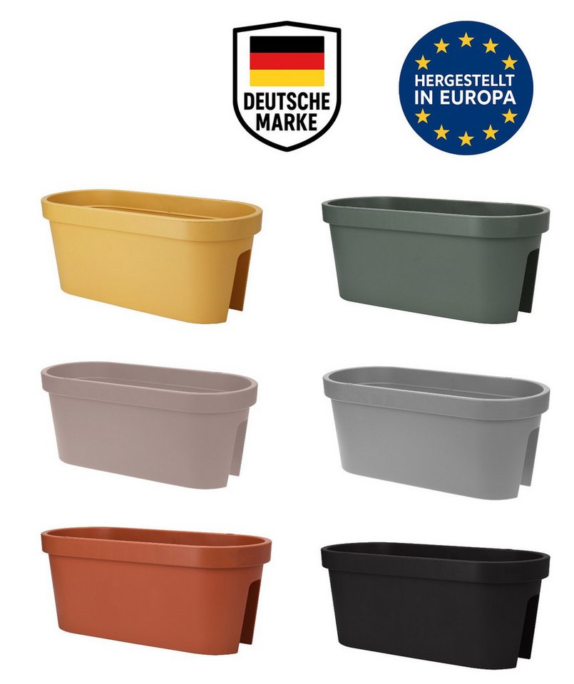 mucHome Balkonkasten für Geländer Breite 60cm Kunststoff Blumenkasten Blumentopf Pflanztopf von mucHome